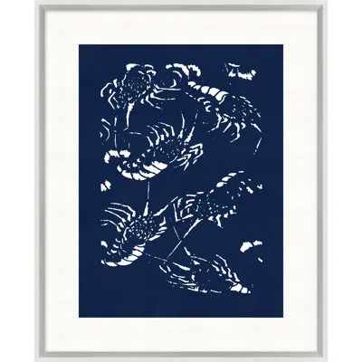 Wendover Art Group Indigo Template Coastal Motif 9 - Picture Frame Painting On Paper In White;indigo