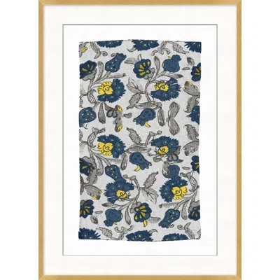 Wendover Art Group Indigo Textile Study 6 - Picture Frame Painting In Black;gray;yellow;navy