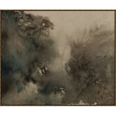 Wendover Art Group Ink Stain - Floater Frame Print On Linen In Brown,gray,dark Green