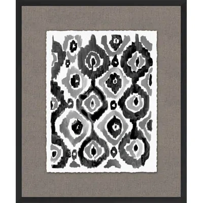 Wendover Art Group Inked Ikat - Picture Frame Painting On Paper In Black;white;gray
