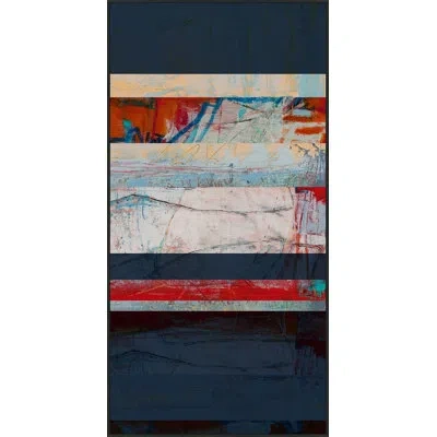 Wendover Art Group Inner Terrain 2 By Studiobjet - Floater Frame Painting On Canvas In Red;yellow;ivory;dark Blue