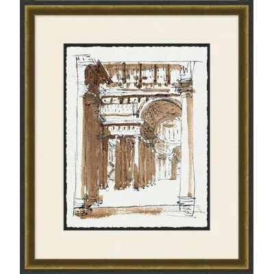 Wendover Art Group Interior Columns 1 - Floater Frame Painting On Paper In Multi