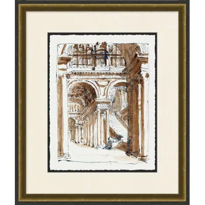 Wendover Art Group Interior Columns 2 - Floater Frame Painting On Paper In Black;brown;white