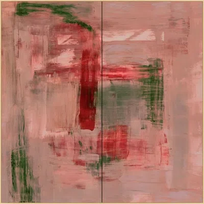 Wendover Art Group Interpretation In Red By Studiobjet - Floater Frame Painting On Canvas In Brown;green;red
