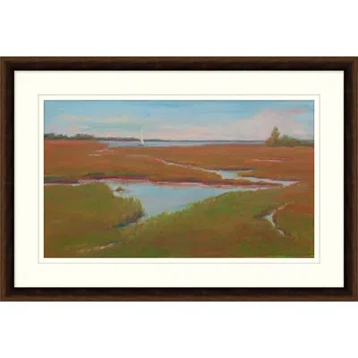 Wendover Art Group Island Marsh 3 - Picture Frame Painting On Paper In Blue;green;orange