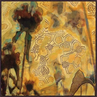 Wendover Art Group Juji Ii - Floater Frame Painting On Canvas In Black;brown;yellow