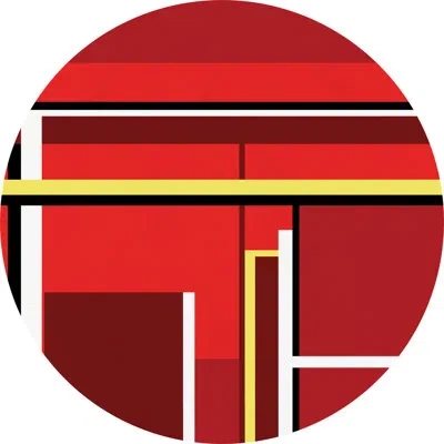 Wendover Art Group Juxtaposed Circle 1 In Red,yellow,black,white