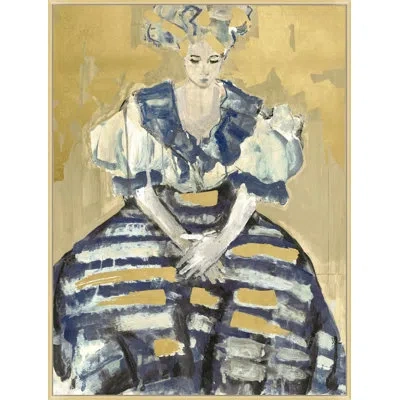 Wendover Art Group Lady In Stripes In Gold,blue