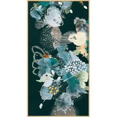 Wendover Art Group Lagoon Botanical Panel 1 - Floater Frame Print On Canvas In Blue,black,beige