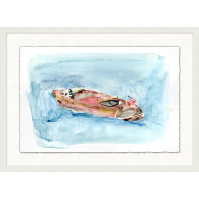 Wendover Art Group Lake Boating 1 - Picture Frame Painting In Blue;peach