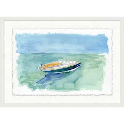 Wendover Art Group Lake Boating 2 - Picture Frame Painting In Blue;yellow