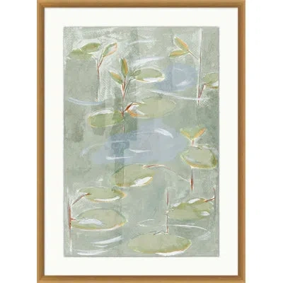 Wendover Art Group Lake Lily Pads 2 - Single Picture Frame Print On Paper In Blue,green,white
