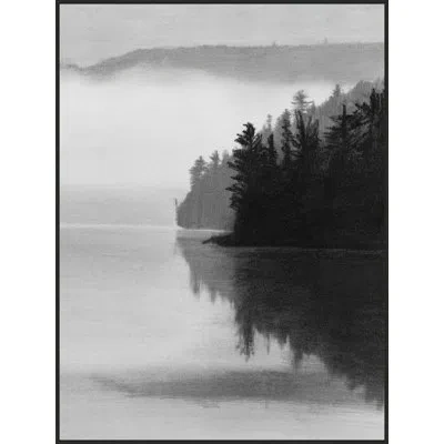 Wendover Art Group Lake Mist Diptych B By Thom Filicia - Floater Frame Print On Canvas In Black;white;gray