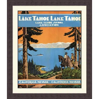 Wendover Art Group Lake Tahoe - Picture Frame Painting On Paper In Blue;brown;orange