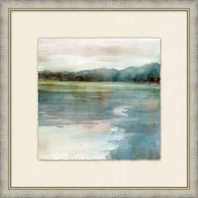 Wendover Art Group Lake View At Dusk 1 - Single Picture Frame Print On Paper In Blue,white,ivory