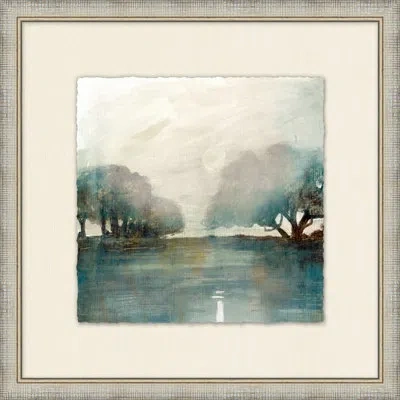 Wendover Art Group Lake View At Dusk 2 - Single Picture Frame Print On Paper In Green,gray,beige