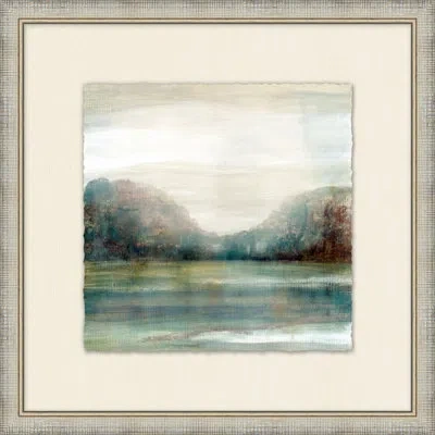 Wendover Art Group Lake View At Dusk 3 - Single Picture Frame Print On Paper In Green,gray,beige
