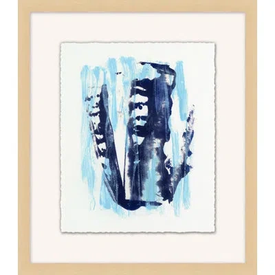 Wendover Art Group Land 2 - Picture Frame Painting On Paper In Blue;white