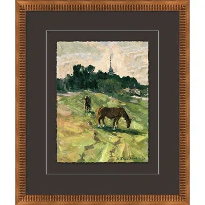 Wendover Art Group Late Afternoon Graze - Picture Frame Painting On Paper In Brown;green;beige