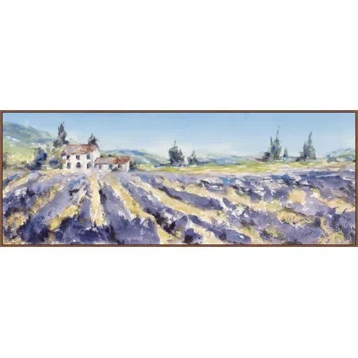 Wendover Art Group Lavender Rows - Floater Frame Painting On Canvas In Blue;purple;cream