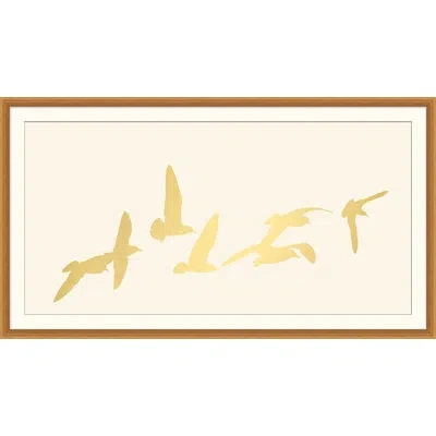 Wendover Art Group Layered Birds 1 - Picture Frame Print On Paper In Beige;gold