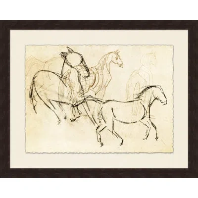 Wendover Art Group 'layered Horse Study 2' - Picture Frame Drawing Print On Paper In Black;beige