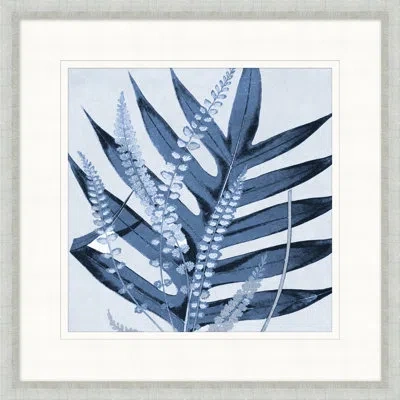 Wendover Art Group Layered Indigo Foliage 1 - Picture Frame Print On Paper In Blue;black
