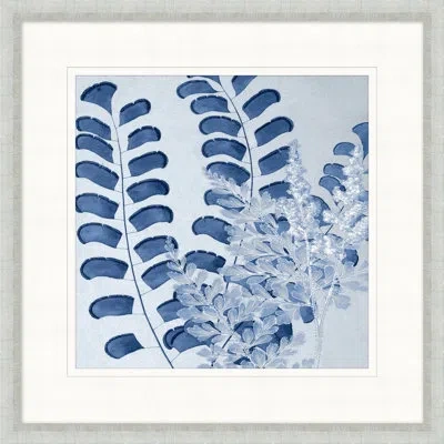 Wendover Art Group Layered Indigo Foliage 3 - Picture Frame Print On Paper In Blue
