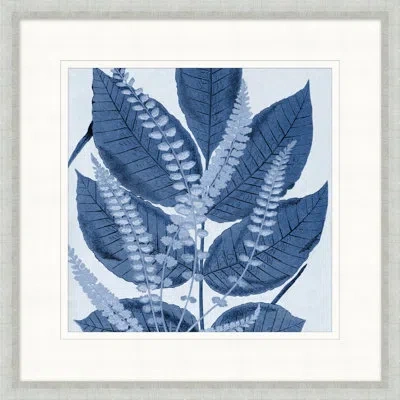 Wendover Art Group Layered Indigo Foliage 5 - Picture Frame Print On Paper In Blue