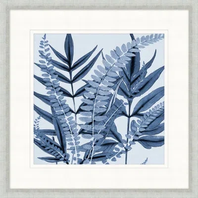 Wendover Art Group Layered Indigo Foliage 6 - Picture Frame Print On Paper In Blue