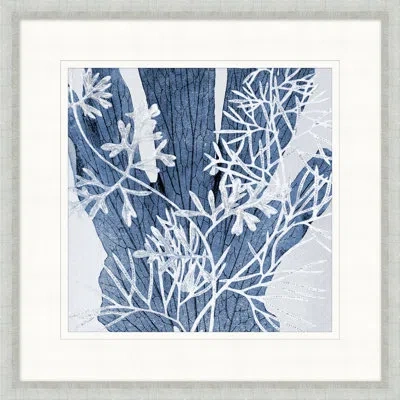 Wendover Art Group Layered Indigo Foliage 9 - Picture Frame Print On Paper In Blue