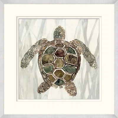 Wendover Art Group Layered Sea Turtle 2 - Picture Frame Painting On Paper In Brown;gray
