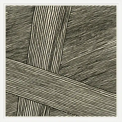 Wendover Art Group Linear Tapestry 1 By Thom Filicia - Picture Frame Print On Canvas In Black;beige
