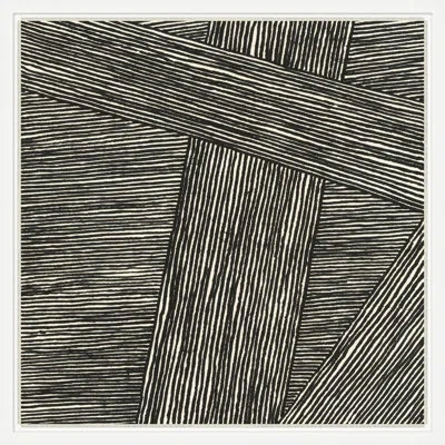 Wendover Art Group Linear Tapestry 4 By Thom Filicia - Picture Frame Print On Canvas In Black;beige