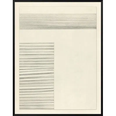 Wendover Art Group Lines And Boxes 2 By Mat Sanders - Picture Frame Drawing Print In Black;beige