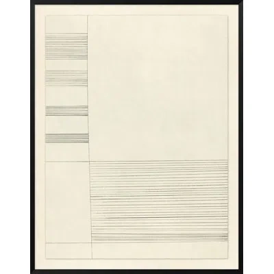 Wendover Art Group Lines And Boxes 4 By Mat Sanders - Picture Frame Drawing Print In Black;beige