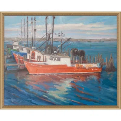 Wendover Art Group Lobster Boat - Picture Frame Painting On Canvas In Blue
