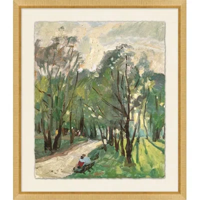Wendover Art Group Long Country Road - Picture Frame Painting On Paper In Green;beige