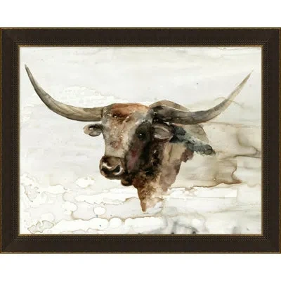 Wendover Art Group Long Horn 1 - Picture Frame Painting On Paper In Brown
