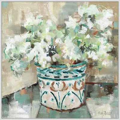 Wendover Art Group Love Comes Softly - Floater Frame Painting On Canvas In White;green;teal;sand