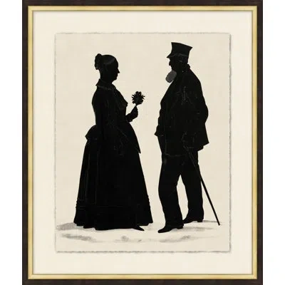 Wendover Art Group Lovers - Picture Frame Painting On Paper In Black;beige