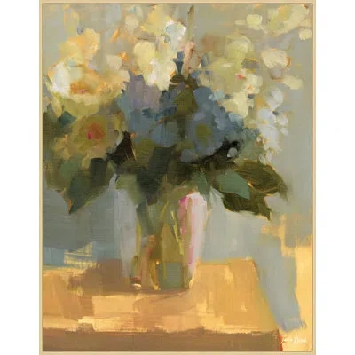 Wendover Art Group Lush Life Bouquet - Picture Frame Painting Print On Canvas In Blue;green;yellow