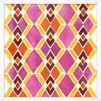 Wendover Art Group Magenta Geo Pattern 1 - Picture Frame Painting On Paper In Yellow;pink;orange;purple