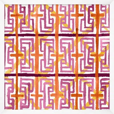 Wendover Art Group Magenta Geo Pattern 5 - Picture Frame Painting On Paper In White;pink;orange