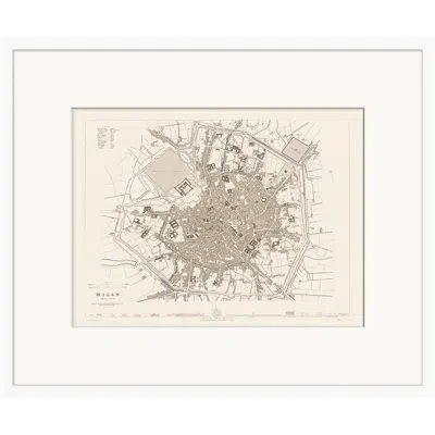 Wendover Art Group Map Series Milan By Lillian August - Shadowbox On Paper In Brown
