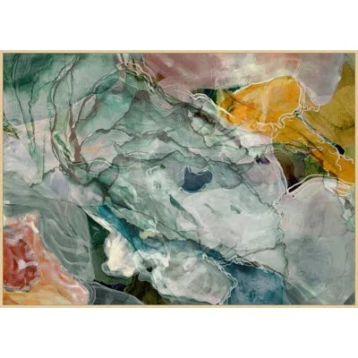 Wendover Art Group Marble Forest - Floater Frame Print On Canvas In Blue,red,yellow