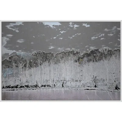Wendover Art Group Mashomack In Metallic By Lillian August - Floater Frame Painting On Metal In White;gray