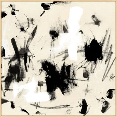Wendover Art Group Medium Studies 2 By Mat Sanders - Floater Frame Painting On Canvas In Black;white;ivory