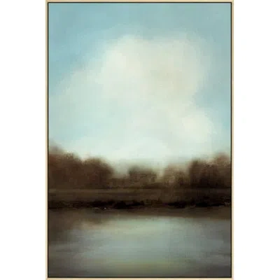 Wendover Art Group Misted Morning - Floater Frame Painting On Canvas In Blue;brown;gray