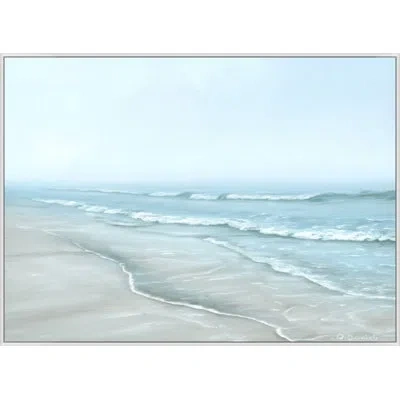 Wendover Art Group Misty Shoreline - Floater Frame Print On Canvas In Blue